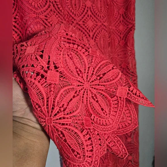 Trina Turk Red Coral Lace Wide-Leg Pants – Plus Size 14 – NWT